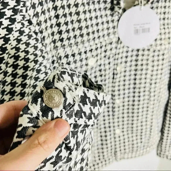 NWT Princess Polly Michael Jacket Oversized Houndstooth Denim Jacket Boyfriend - Picture 8 of 9